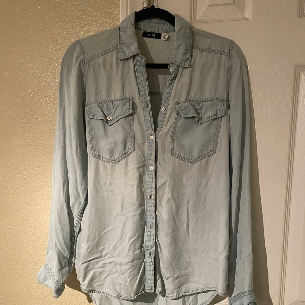 Denim chambray button up shirt